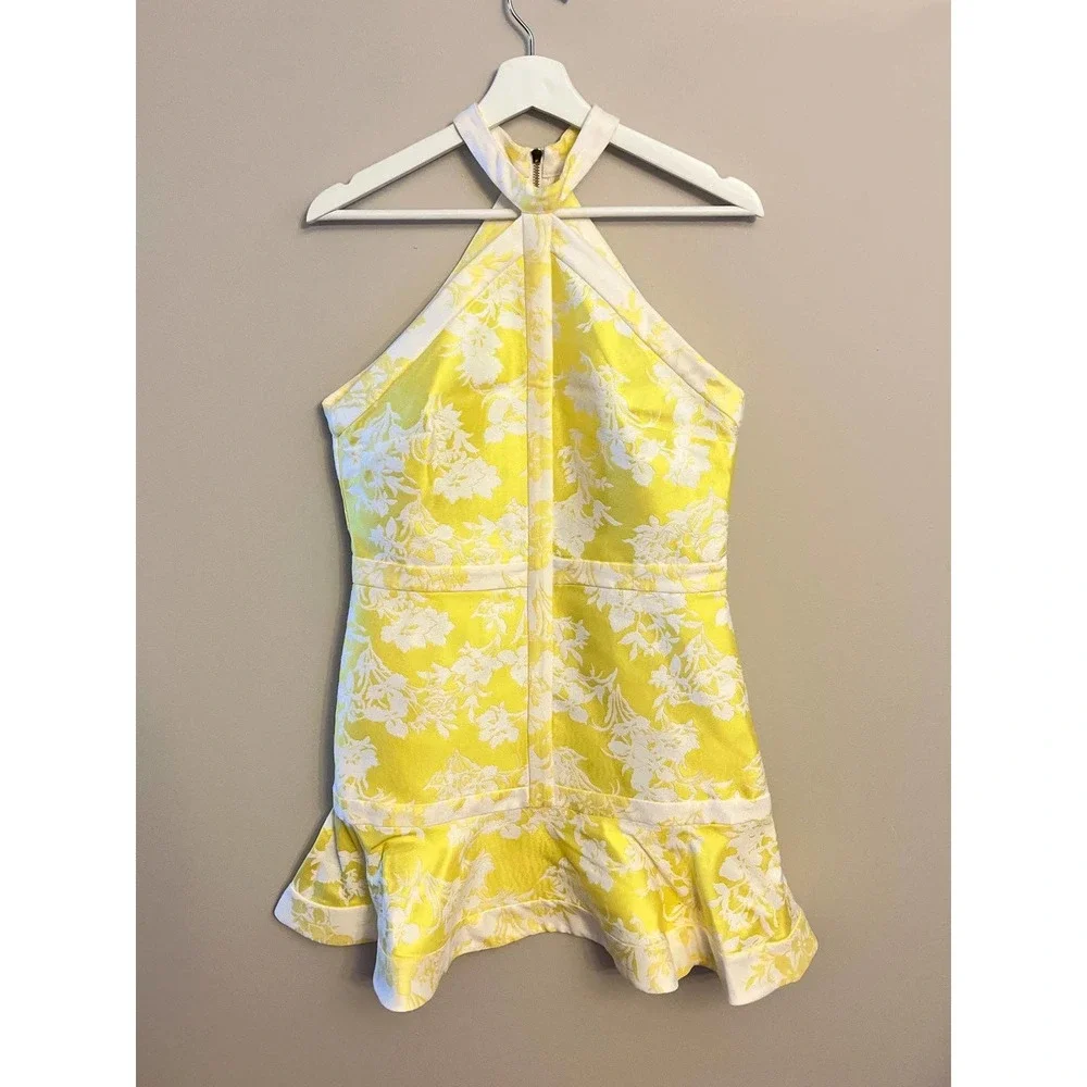 Alexis Solana Yellow Jacquard Mini Dress - Picture 2 of 11
